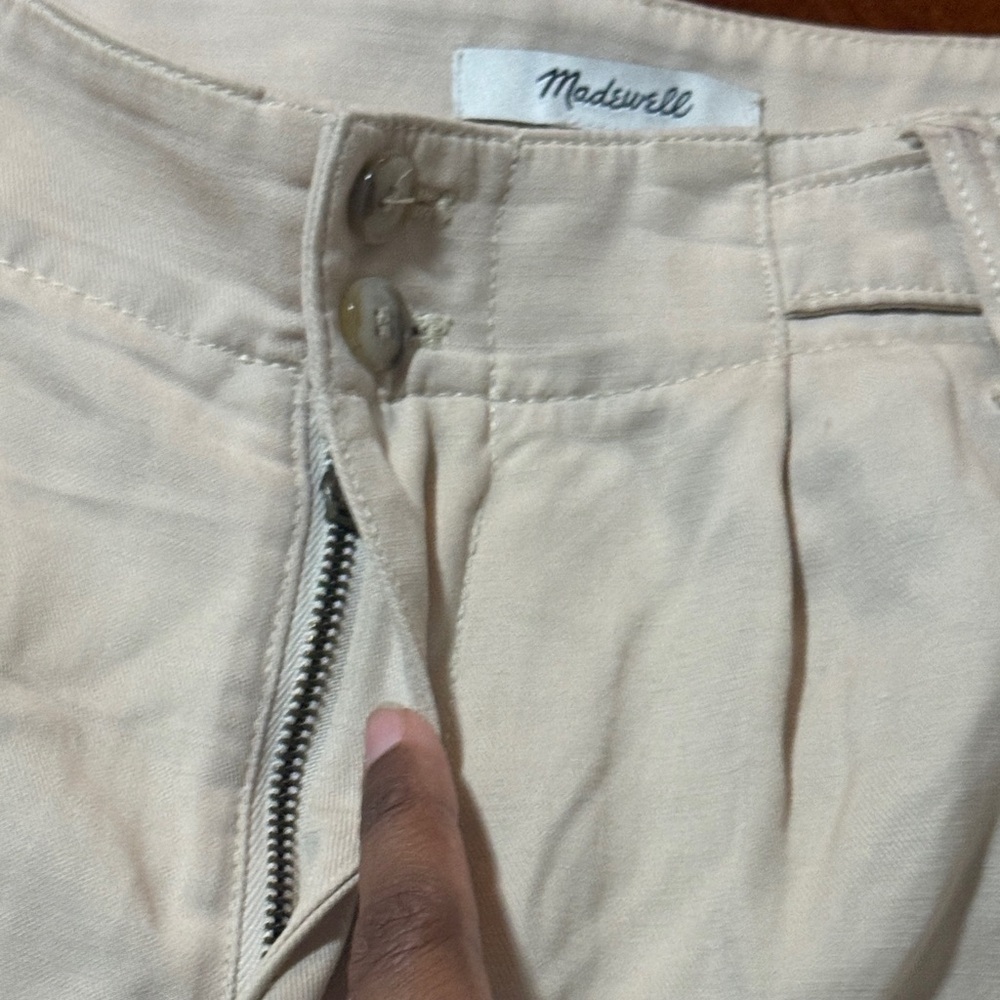 Madewell linen Harlow wide leg linen Lagenlook Beige Pants Sz 10 P - Picture 11 of 13